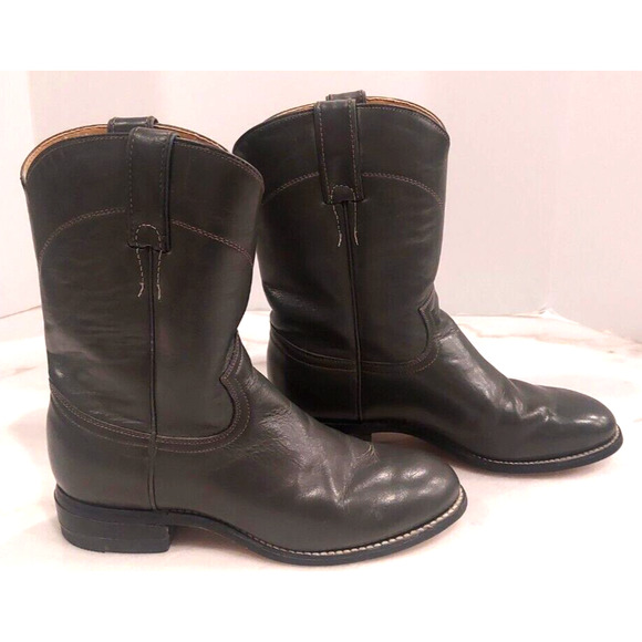 Vintage Justin Ropers Grey Kipskin Leather Boots Size 3 1/2 D and Matching Belt - Picture 5 of 13